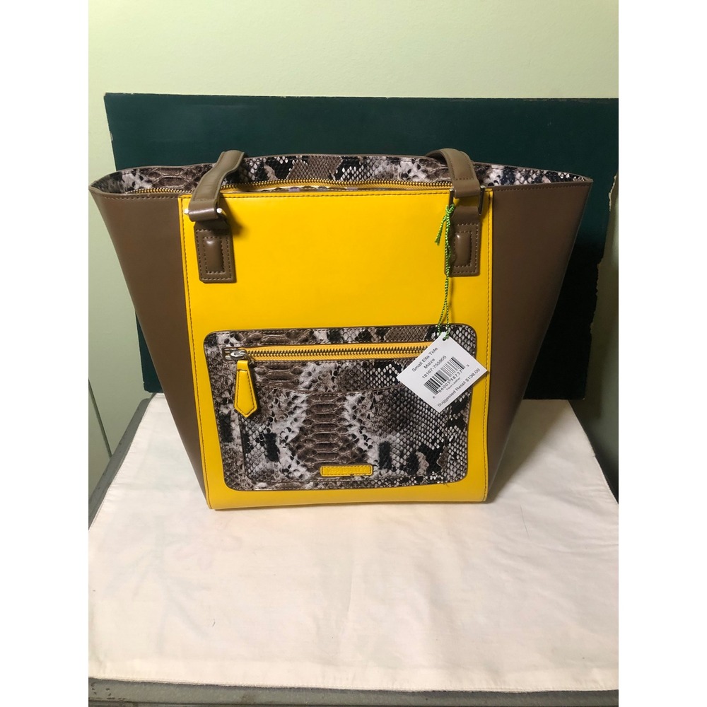 Vera Bradley Small Ella Tote Maize Yellow Brown Snake Print Handbag 18187-733905